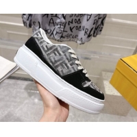 Sophisticated Fendi Match Platform Sneakers 5cm in FF Jacquard and Suede Black 0426029