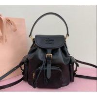 Top Quality Miu Miu Calf Leather backpack bag 5BZ043 Black 2025