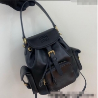 Top Quality Miu Miu Calf Leather backpack bag 5BZ043 Black 2025
