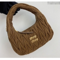 Modern Classic Miu Miu Wander Matelasse Suede Small Hobo bag 5BC125 Brown 2025