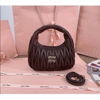 Luxury Classic Miu Miu Wander Matelasse Nappa Leather Small Hobo bag 5BC125 Briarwood Brown 2025