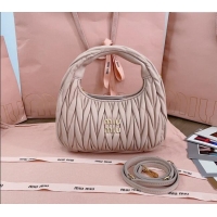 Buy Cheap Miu Miu Wander Matelasse Nappa Leather Small Hobo bag 5BC125 Light Pink 2025