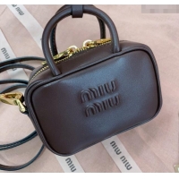 Cheapest Miu Miu Beau Leather micro-bag 5NR020 Briarwood Brown 2025