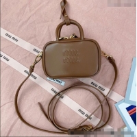 Inexpensive Miu Miu Beau Leather micro-bag 5NR020 Brown 2025