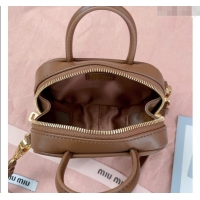 Inexpensive Miu Miu Beau Leather micro-bag 5NR020 Brown 2025