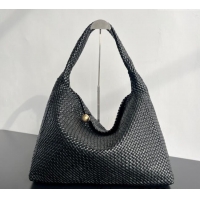 New Design Bottega Veneta Tosca Hop Hobo Bag in Intrecciato Leather 70979 Black 2025