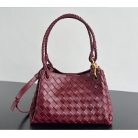 New Release Creation Bottega Veneta Parachute Medium Shoulder Bag in Intrecciato Leather 835921 Barolo Red 2025