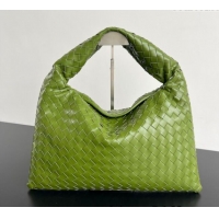 Popular Style Bottega Veneta Hop Small Hobo Bag in Intrecciato Leather 796262 Matcha Green 2025
