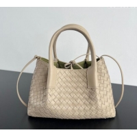 New Stylish Bottega Veneta Small Pinacoteca Tote Bag in Intrecciato Leather 819004 Ecru Beige 2025