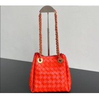 Spot Grade Bottega Veneta Small Parachute Chain Bag in Intrecciato Leather 817175 Red 2025