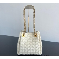 Famous Brand Bottega Veneta Small Parachute Chain Bag in Intrecciato Leather 817175 Sea Salt 2025