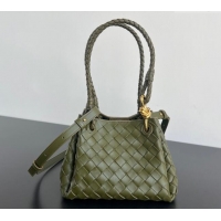 Grade Quality Bottega Veneta Small Parachute Shoulder Bag in Intrecciato Leather 796569 Khaki Green 2025
