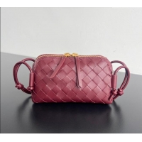 Buy Discount Bottega Veneta Intrecciato Leather Concert Pouch Mini bag 794258 Sapele Red 2025