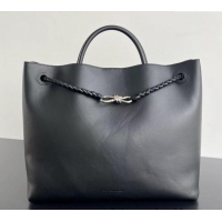 Good Product Bottega Veneta Large Andiamo Top Handle Bag in Calfskin Leather 806010 Black/Silver 2025