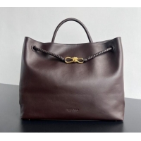 Buy Classic Bottega Veneta Large Andiamo Top Handle Bag in Calfskin Leather 806010 Fondant Brown/Gold 2024