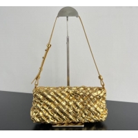 Shop Grade Design Bottega Veneta Kalimero Cha-Cha Clutch Bag in Intrecciato Leather 785780 Gold 2025