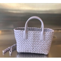 Well Crafted Bottega Veneta Mini Cabat Tote Bag in Intreccio Leather 709464 Oyster Purple 2025
