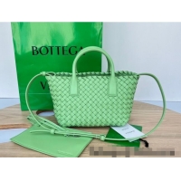 Super Quality Bottega Veneta Mini Cabat Tote Bag in Intreccio Leather 709464 Lemon Green 2025