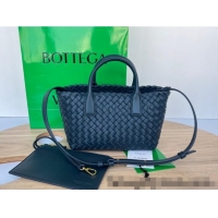Famous Brand Bottega Veneta Mini Cabat Tote Bag in Intreccio Leather 709464 Dark Blue 2025