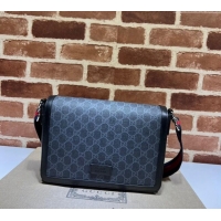 New Release Creation Gucci Mens GG Canvas Flap Messenger bag 771167 Black 2025