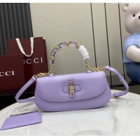 Top Quality Gucci Bamboo Diva Medium Bag in Shiny Leather 827750 Lilac Purple 2025