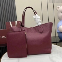 New Fashion Gucci Totissima Large Reversible Tote Bag in Grainy Leather 839112 Ancora Red 2025