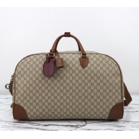 Inexpensive Gucci Mens GG Canvas Emblem Large Duffle bag 821158 Beige 2025