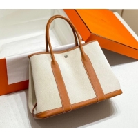 Buy Classic Hermes Garden Party Bag 36cm in Canvas and Grained Leather H0523 Beige/Brown 2025