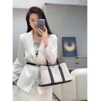 High Quality Hermes Garden Party Bag 30cm in Canvas and Grained Leather H2070 Grey/Black/Electric Blue 2025 (Half Handma