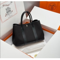 Market Sells Hermes Garden Party Bag 30cm in Canvas and Grained Leather H2070 All Black 2025 (Half Handmade)