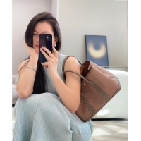 Buy Cheap Hermes Garden Party Bag 30cm in Canvas and Grained Leather H2070 Elephant Grey/Brown 2025 (Half Handmade)