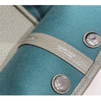 New Design Hermes Garden Party Bag 30cm in Canvas and Grained Leather H2070 Cream Beige/Cloud Grey 2025 (Half Handmade)