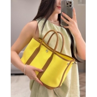 Discount Hermes Garden Party Bag 30cm in Canvas and Grained Leather H2070 Naples Yellow/Biscuit 2025 (Half Handmade)