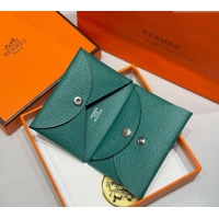 Buy Classic Hermes Calvi Duo Compact Card Holder Wallet in Epsom Leather H2084 Emeral Green 2025