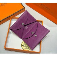 Market Sells Hermes Calvi Duo Compact Card Holder Wallet in Epsom Leather H2084 Sea Anemone Purple 2025