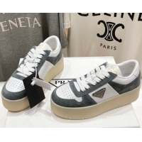 Good Product Prada Downtown Bold Nappa Leather and Suede Sneakers White/Grey 2025 1E792M