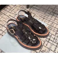 Good Looking Prada Patent Leather Strap Sandals Black 2025 PR042401