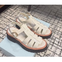 Best Product Prada Patent Leather Strap Sandals White 2025 PR042401