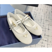 Hot Style Prada Mesh fabric ballerinas flat White 2025 1F915N