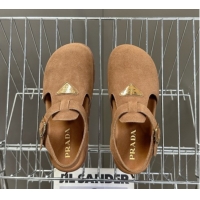 Grade Quality Prada Suede Open Back Shoes Brown 2025 PR042402