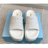 Unique Discount Prada Leather Platform Slides Sandal 4.5cm White 2025 PR042403