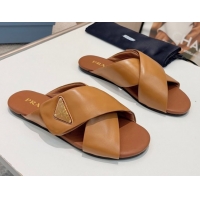 Perfect Prada Padded nappa leather slides sandal Brown 2025 1XX713