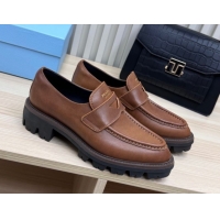 Luxury Prada Leather loafers Brown 2025 1D877N