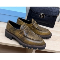 Sophisticated Prada Leather loafers Yellow 2025 1D877N