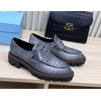 Duplicate Prada Leather loafers Purple 2025 1D877N