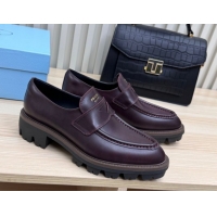 Good Product Prada Leather loafers Purple 2025 1D877N