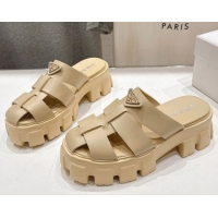 Pretty Style Prada Monolith rubber platform mules Beige 2025 1XX751