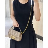Grade Quality Fendi Baguette Mini Bag in denim-effect FF jacquard 8579S Dove Grey 2025