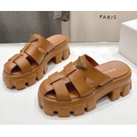 Grade Quality Prada Monolith rubber platform mules Brown 2025 1XX751