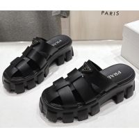 Fashion Luxury Prada Monolith rubber platform mules Black 2025 1XX751